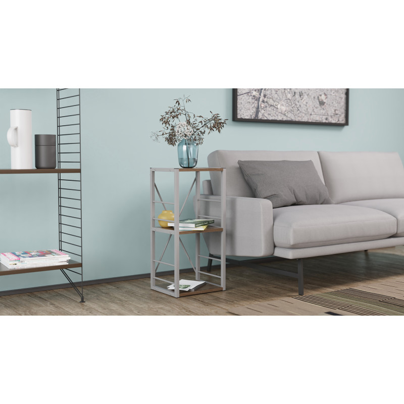 Етажерка 3/34 Ferrum-decor Серії Конект 73x34x28 сірий ДСП Дуб Сонома 16мм (FRD-104304)