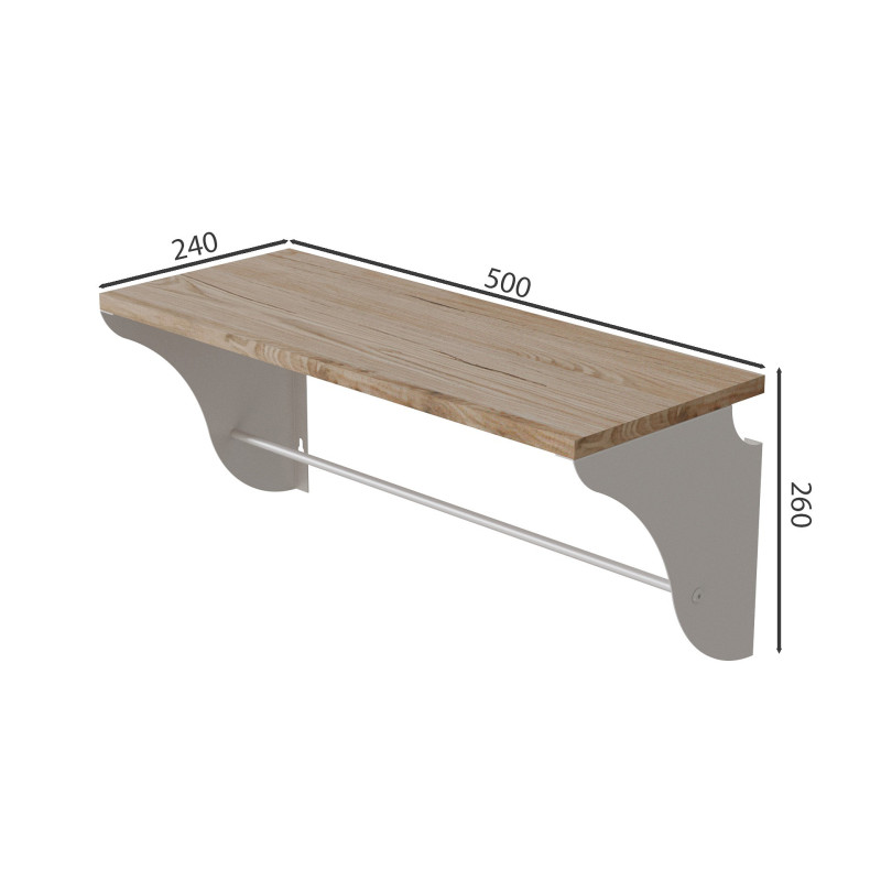 Полка настенная Ferrum-decor Комфи 260x500x240 металл Белый ДСП Дуб Сан-Марино 16 мм (FRD-102724)