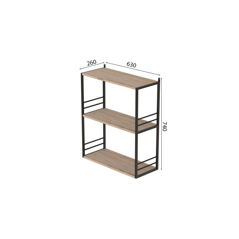 Книжкова полиця універсальна Ferrum-decor Стім 2 74x63x26 чорний ДСП Дуб Сан-Марино 16мм (FRD-104104)