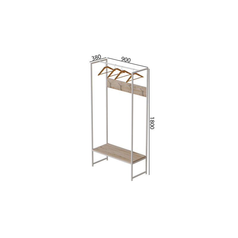 Вешалка напольная модульная Ferrum-decor Трелис 12 180x90x38 белый ДСП Дуб Сан-Марино 16мм (FRD-104314)