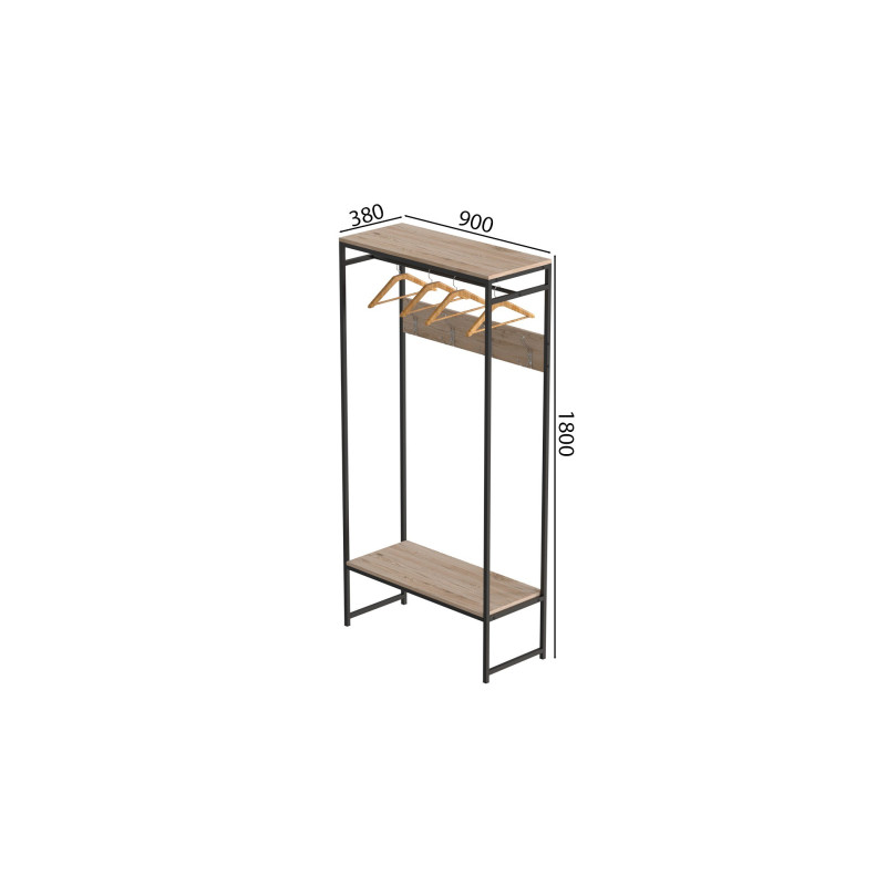 Вешалка напольная модульная Ferrum-decor Трелис 14 180x90x38 черный ДСП Дуб Сан-Марино 16мм (FRD-104344)