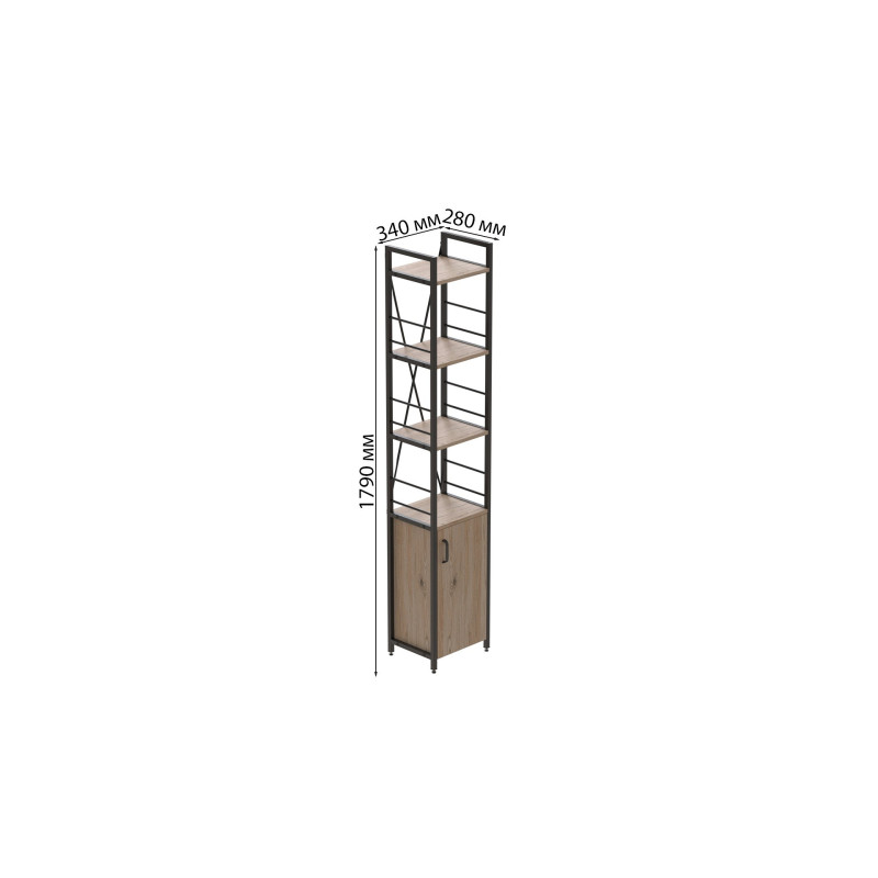 Етажерка 4/34 Ferrum-decor Серії Конект з тумбою 179x34x28 Чорний ДСП Сан-Марино (FRD-104464)