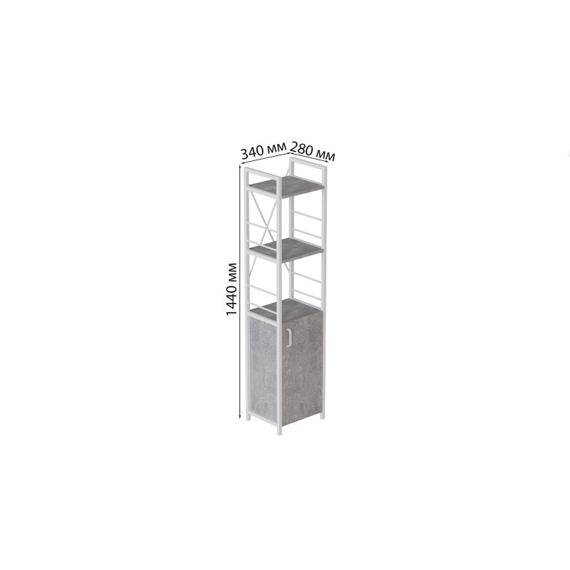 Этажерка 3/34 Ferrum-decor Серии Конект с тумбой 144x34x28 Белый ДСП Бетон (FRD-104434)