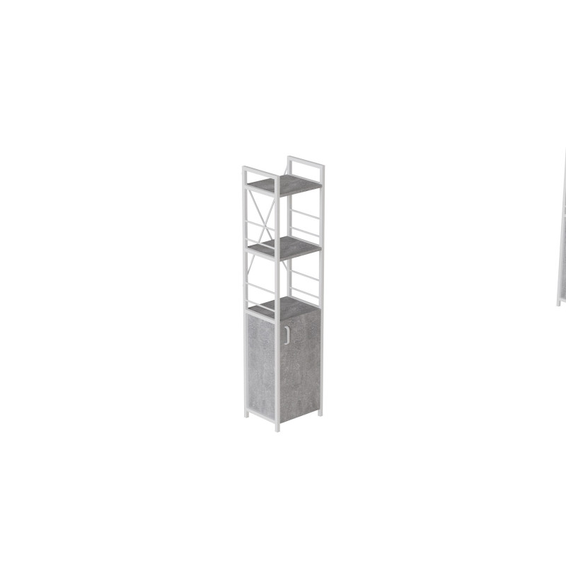 Этажерка 3/34 Ferrum-decor Серии Конект с тумбой 144x34x28 Белый ДСП Бетон (FRD-104434)