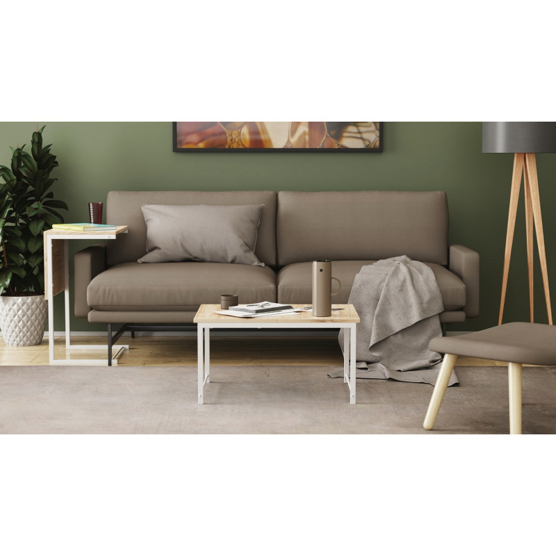Стіл журнальний приставний Террі Комбо Ferrum-decor 345x662x440 Білий метал ДСП Дуб Сан-Марино 16 мм (FRD-105144)