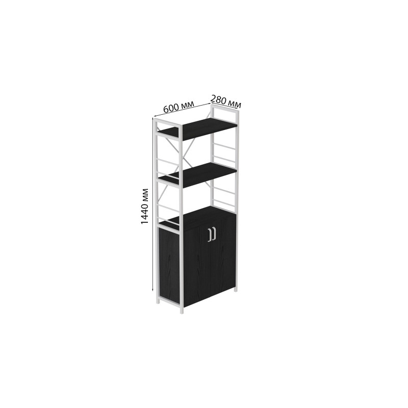 Етажерка 3/60 Ferrum-decor Серії Конект із тумбою 144x60x28 Білий ДСП Артизан (FRD-104454)