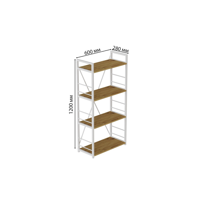 Етажерка 4/60 Ferrum-decor Серії Конект 120x60x28 білий ДСП Дуб Артизан 16мм (FRD-104244)