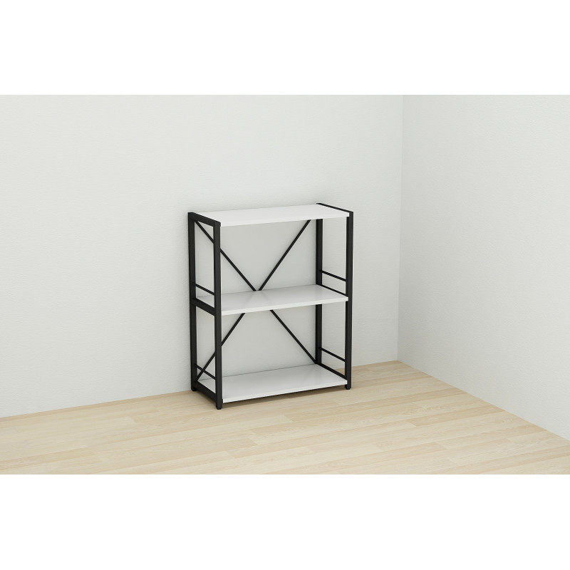 Етажерка 3/60 Ferrum-decor Серії Конект 75x60x28 чорний ДСП Біле 16мм (FRD-104254)