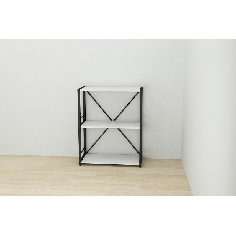 Етажерка 3/60 Ferrum-decor Серії Конект 75x60x28 чорний ДСП Біле 16мм (FRD-104254)