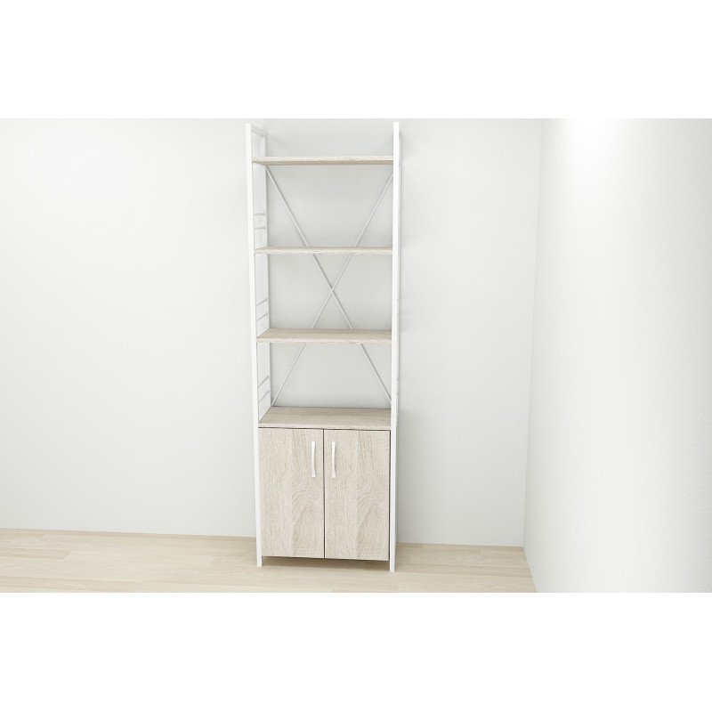 Етажерка 4/60 Ferrum-decor Серії Конект із тумбою 179x60x28 Білий ДСП Сонома (FRD-104494)