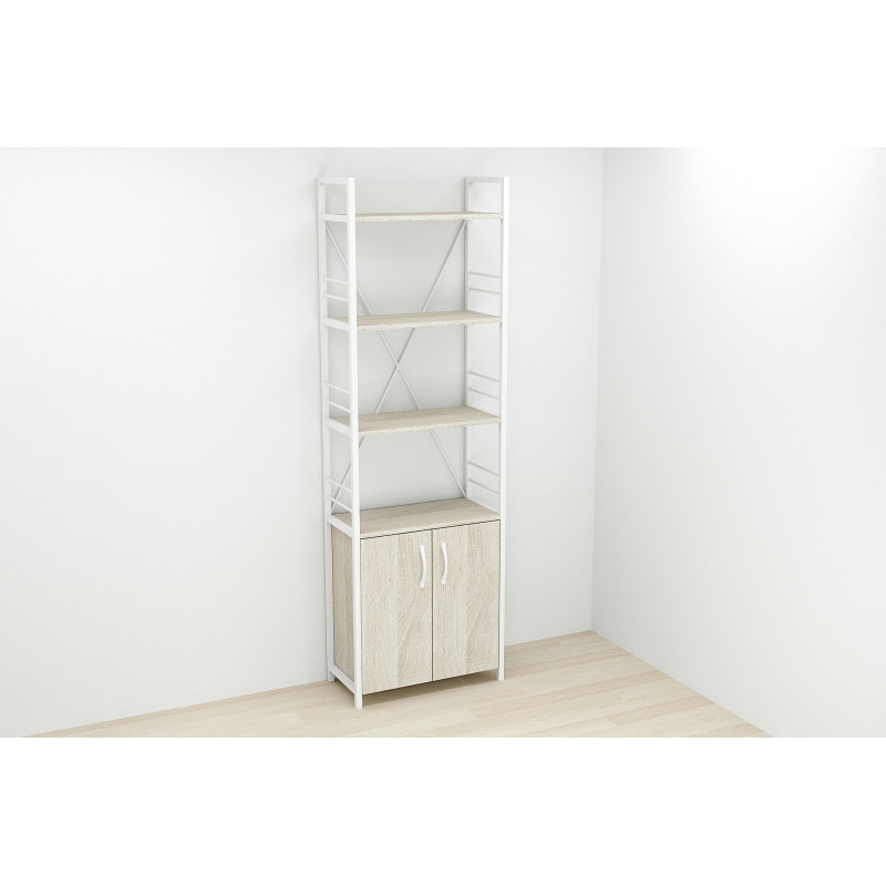 Етажерка 4/60 Ferrum-decor Серії Конект із тумбою 179x60x28 Білий ДСП Сонома (FRD-104494)