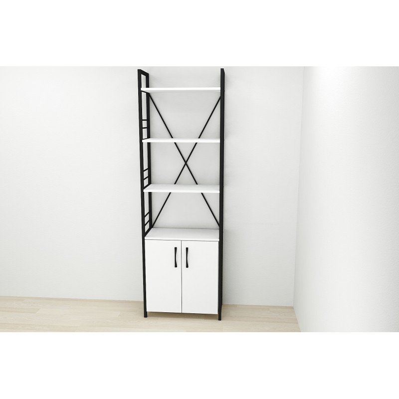 Етажерка 4/60 Ferrum-decor Серії Конект із тумбою 179x60x28 Чорний ДСП Біле (FRD-104484)