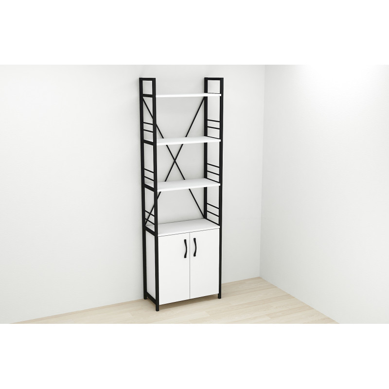 Етажерка 4/60 Ferrum-decor Серії Конект із тумбою 179x60x28 Чорний ДСП Біле (FRD-104484)
