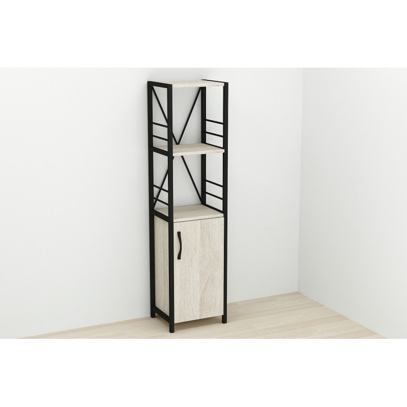 Етажерка 3/34 Ferrum-decor Серії Конект із тумбою 144x34x28 Чорний ДСП Сонома (FRD-104424)
