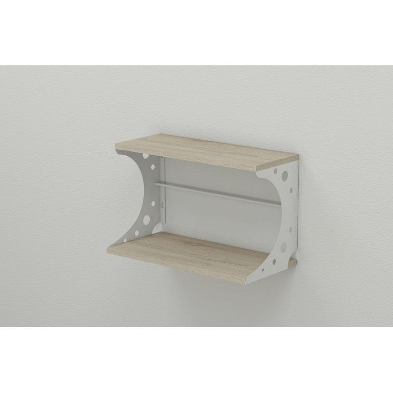 Полка настенная Ferrum-decor Букин 330x700x240 металл Белый ДСП Сонома 16 мм (FRD-102894)