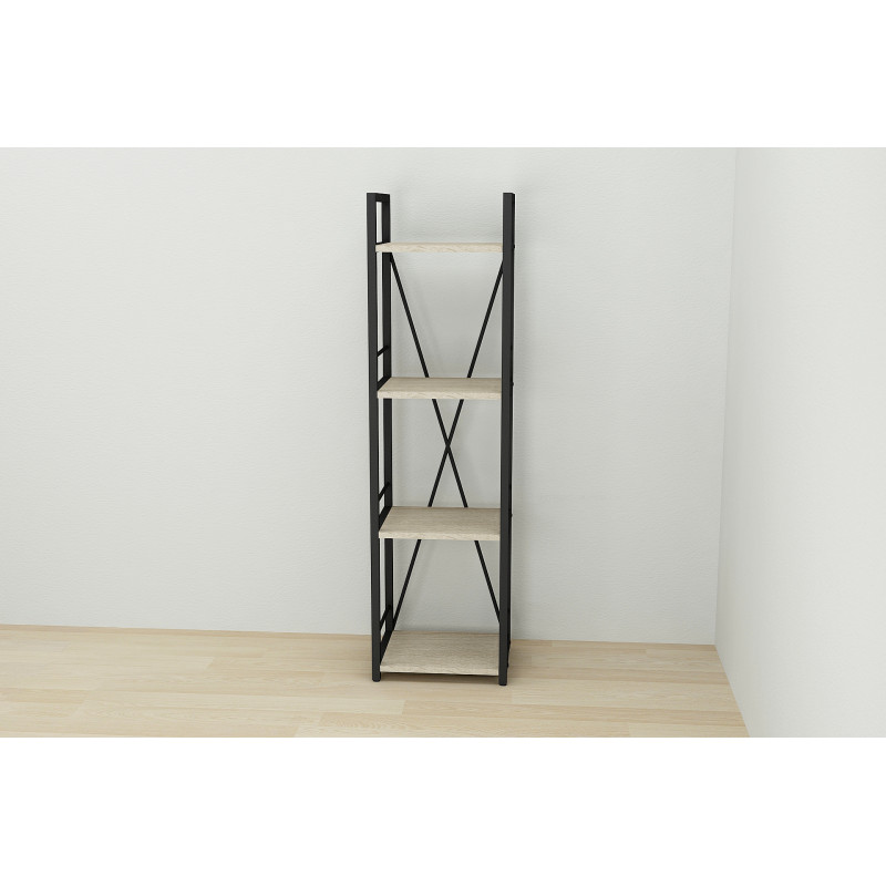 Этажерка 4/34 Ferrum-decor Серии Конект 120x34x28 черный ДСП Дуб Сонома 16мм (FRD-104274)