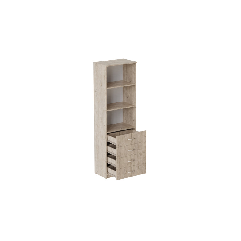Шкаф Анжело Ferrum-decor на 3 полки с 4 ящика 1900x600x380 ДСП Дуб Сан-Марино 16 мм (FRD-104984)