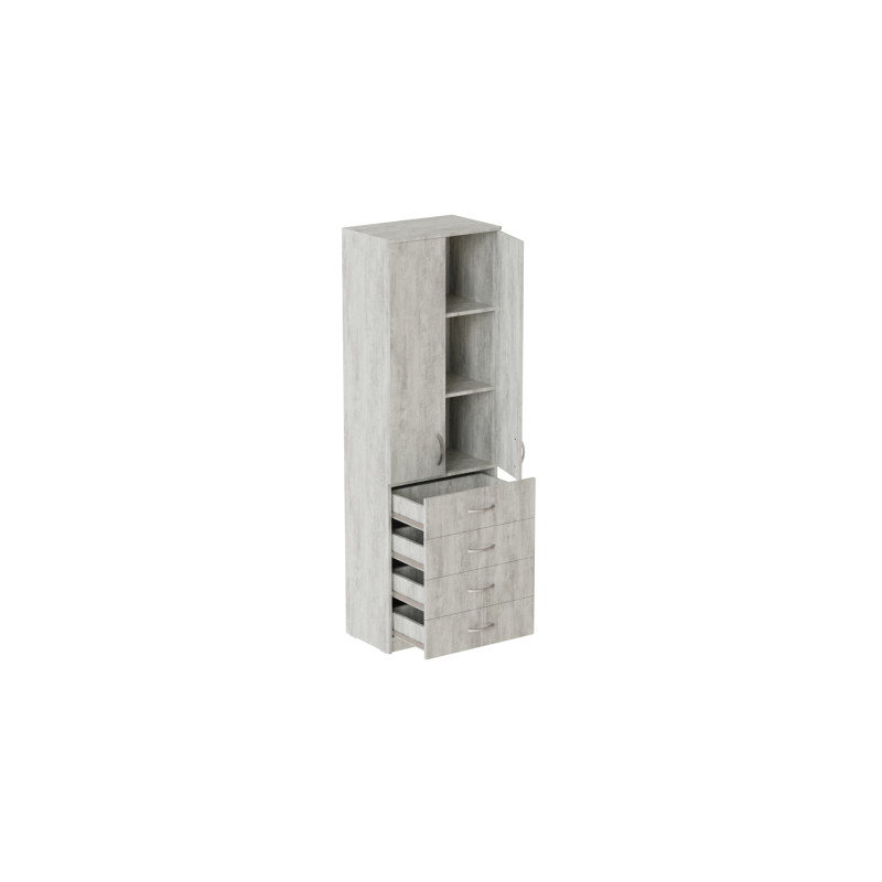 Шкаф Анжело Ferrum-decor на 3 полок с 2 дверями и 4 ящика 1900x600x380 ДСП Бетон 16 мм (FRD-104994)