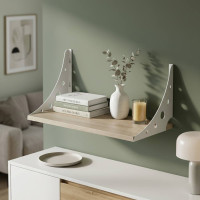 Полиця настінна Ferrum-decor Ханді 2 240x500x240 метал Білий ДСП Сонома 16 мм (FRD-102564)