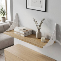 Полка настенная Ferrum-decor Ханди 2 240x700x240 металл Белый ДСП Дуб Сан-Марино 16 мм (FRD-102604)