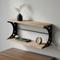 Полка настенная Ferrum-decor Букин 330x600x240 металл Черный ДСП Дуб Сан-Марино 16 мм (FRD-102864)