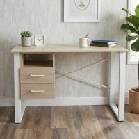 Письмовий стіл із ящиками Ferrum-decor Оскар 750x1400x600 метал Білий ДСП Дуб Сонома 16 мм (FRD-103244)
