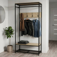 Вішалка модульна підлогова Ferrum-decor Треліс 15 180x90x38 чорний ДСП Дуб Сонома 16мм (FRD-104364)