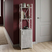 Этажерка 3/34 Ferrum-decor Серии Конект с тумбой 144x34x28 Белый ДСП Бетон (FRD-104434)