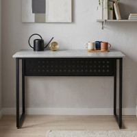Стіл письмовий Майк Ferrum-decor 75x140x60 Чорний метал ДСП Бетон 32 мм (FRD-106522)