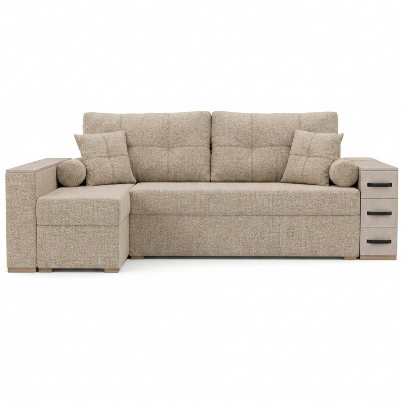 Кутовий ортопедичний диван Мекко Cube Shuttle NOVO 2650*1650 Bonel Standart Hard Plus III категорія Austin 2 Beige (MEK-161469)