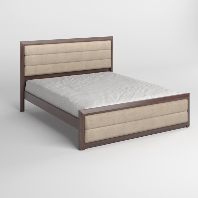 Двоспальне дерев'яне ліжко Mebigrand Барселона Люкс Б5 (підйомний механізм) Горіх темний/Аляска 23 (Бежевий) 180х190 см (MBG-20945)