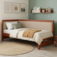 Односпальне дерев'яне ліжко Mebigrand Ліза М4 (ліва спинка) Яблуня/Аляска 23 (Бежевий) 80x200 см MBG-26019