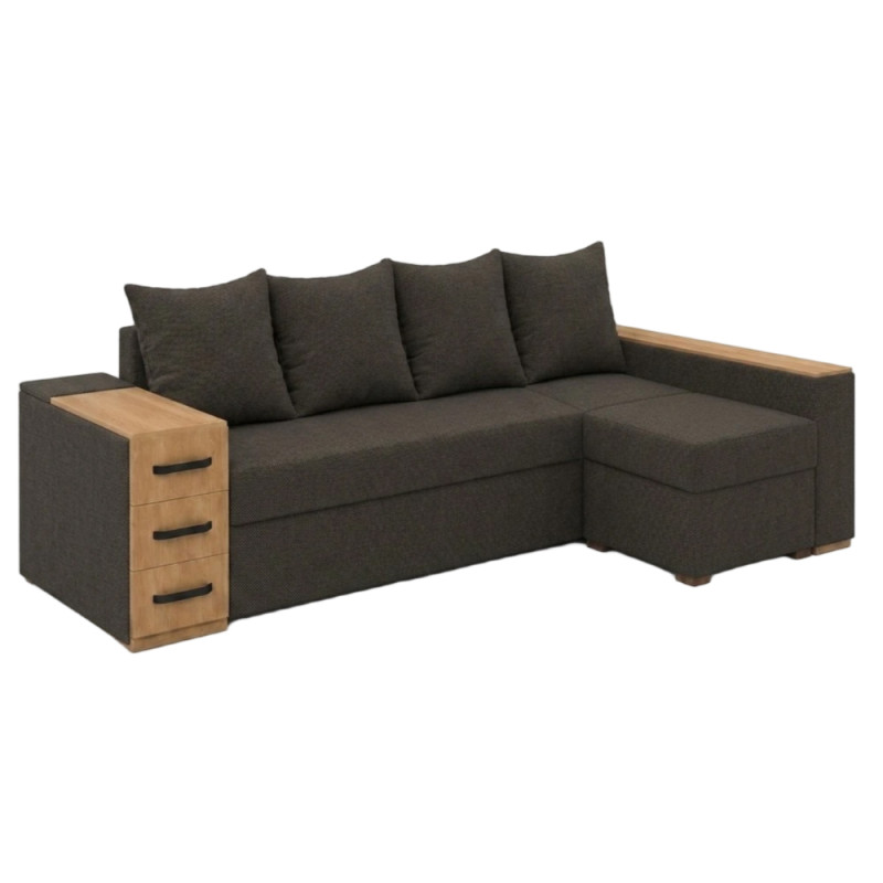 Кутовий ортопедичний диван Мекко Cube Shuttle 2600x1430 Bonel Standart Hard Plus Акційна тканина Bagama 35 (MEK-161128)