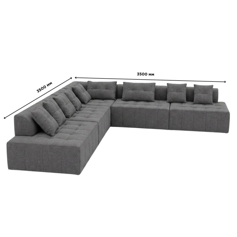 Кутовий диван Мекко Paradise 3500*3500 Perfect III категорія Austin 19 Anthracite (MEK-161509)