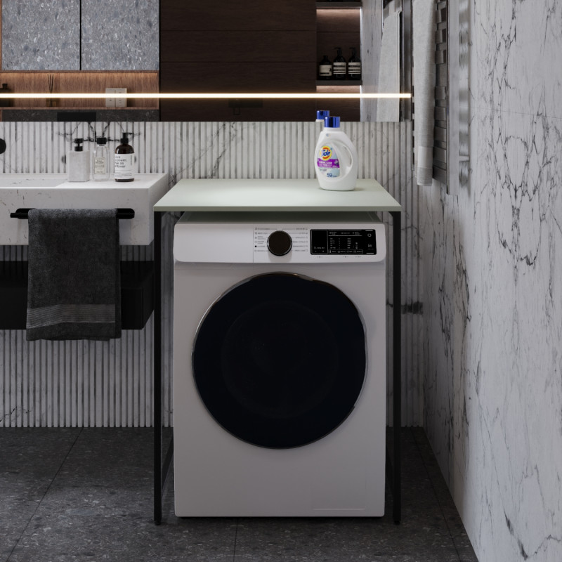 Стелаж-полиця Бафрум 401 Ferrum-decor для пральної машини 90x70,5x60,5 Чорний метал ДСП Кашемір 16 мм (FRD-107576)