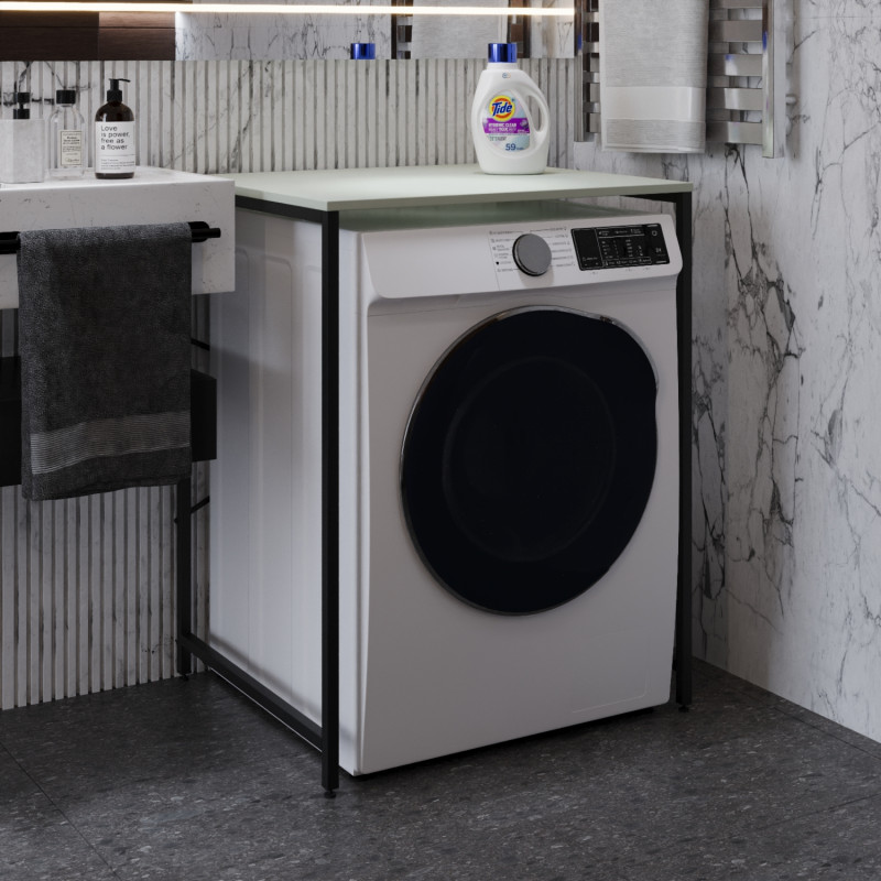 Стелаж-полиця Бафрум 401 Ferrum-decor для пральної машини 90x70,5x60,5 Чорний метал ДСП Кашемір 16 мм (FRD-107576)