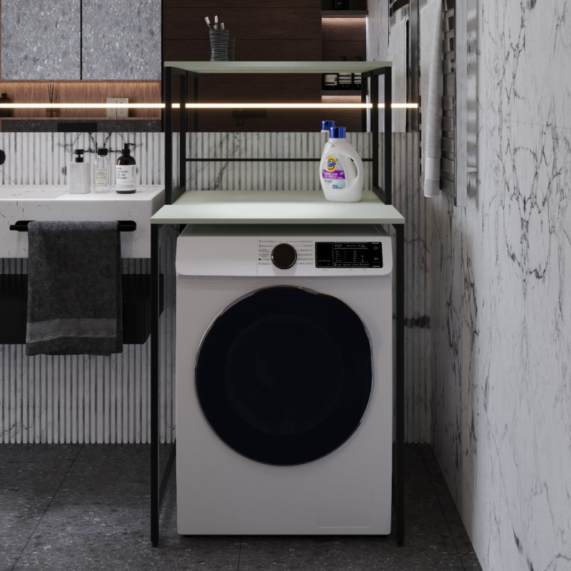 Стелаж-полиця Бафрум 402 Ferrum-decor для пральної машини 133,5x70,5x60,5 Чорний метал ДСП Кашемір 16 мм (FRD-107586)
