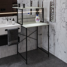 Стелаж-полиця Бафрум 402 Ferrum-decor для пральної машини 133,5x70,5x60,5 Чорний метал ДСП Кашемір 16 мм (FRD-107586)