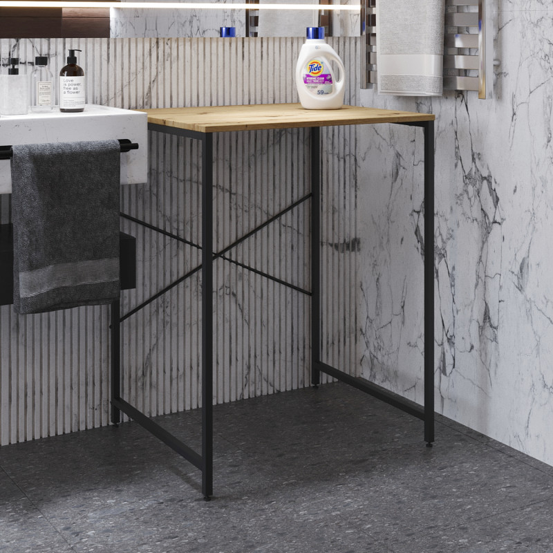 Стелаж-полиця Бафрум 401 Ferrum-decor для пральної машини 90x70,5x60,5 Чорний метал ДСП Дуб Артизан 16 мм (FRD-107356)