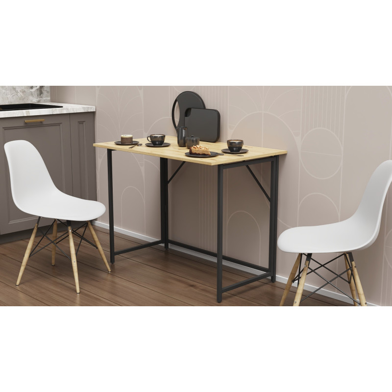 Стіл розкладний Морис 900 Ferrum-decor 750x900x500 Чорний метал ДСП Дуб Артизан 16 мм (FRD-107316)