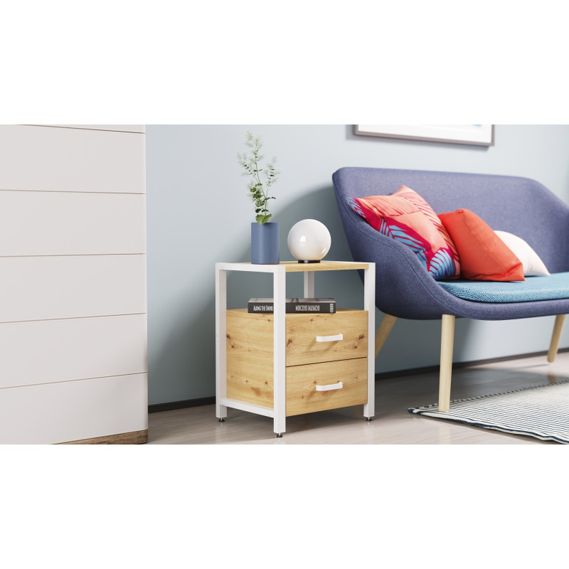 Тумба універсальна Ferrum-decor Вів'єн 2/2 50x41x40 білий ДСП Дуб Артизан 16 мм (FRD-106866)