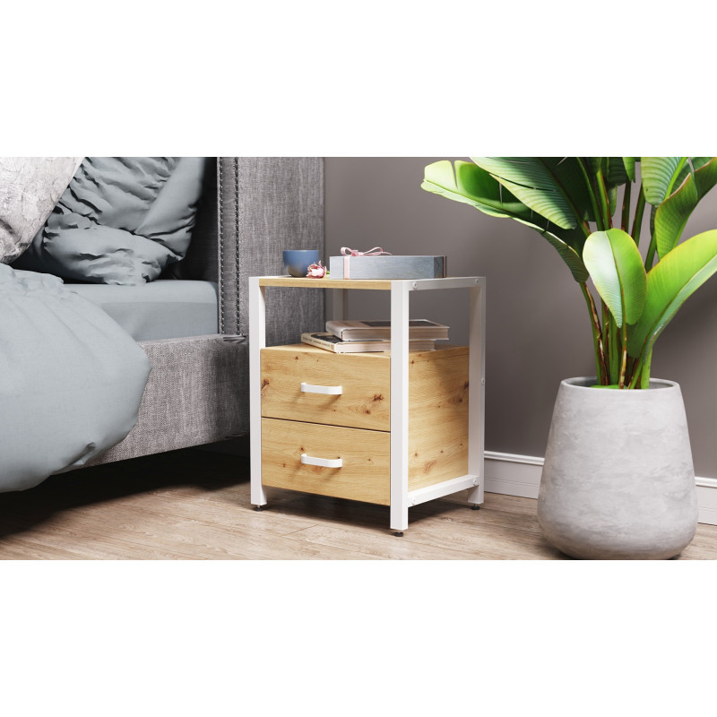 Тумба універсальна Ferrum-decor Вів'єн 2/2 50x41x40 білий ДСП Дуб Артизан 16 мм (FRD-106866)
