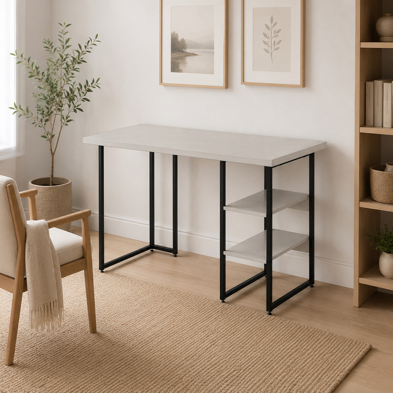 Стіл письмовий Кевин Ferrum-decor 75x120x60 Чорний метал ДСП Кашемір 32 мм (FRD-108126)