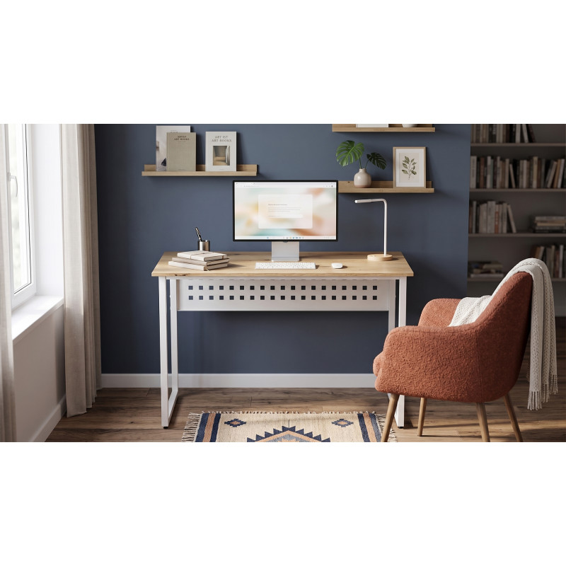 Стіл письмовий Майк Ferrum-decor 75x100x60 Білий метал ДСП Дуб Евок Прибережний 16 мм (FRD-108226)