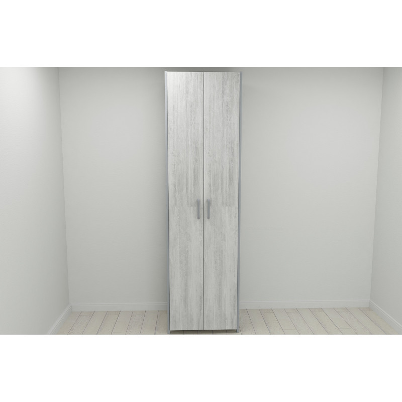Шафа Гардероб Уні секція 7 серії Конект Ferrum-decor 220x60x50 см Сірий метал ДСП Бетон 16 мм (FRD-106906)