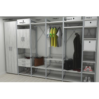Шафа Гардероб Уні секція 7 серії Конект Ferrum-decor 220x60x50 см Сірий метал ДСП Бетон 16 мм (FRD-106906)