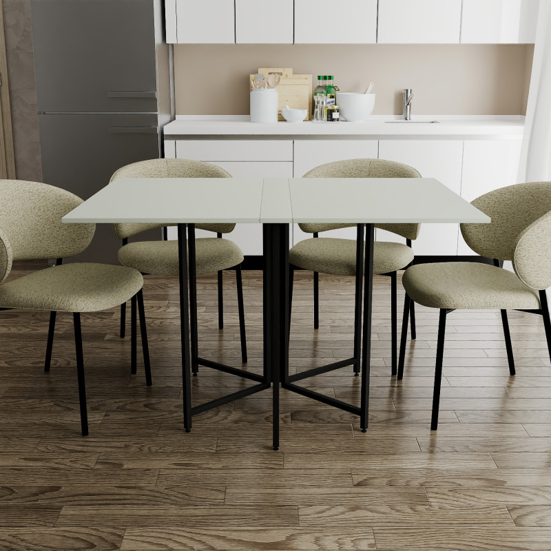 Розкладний стіл-трансформер книжка Моріс 3 Ferrum-decor 75x130x90 Чорний метал ДСП Кашемір 16 мм (FRD-107506)