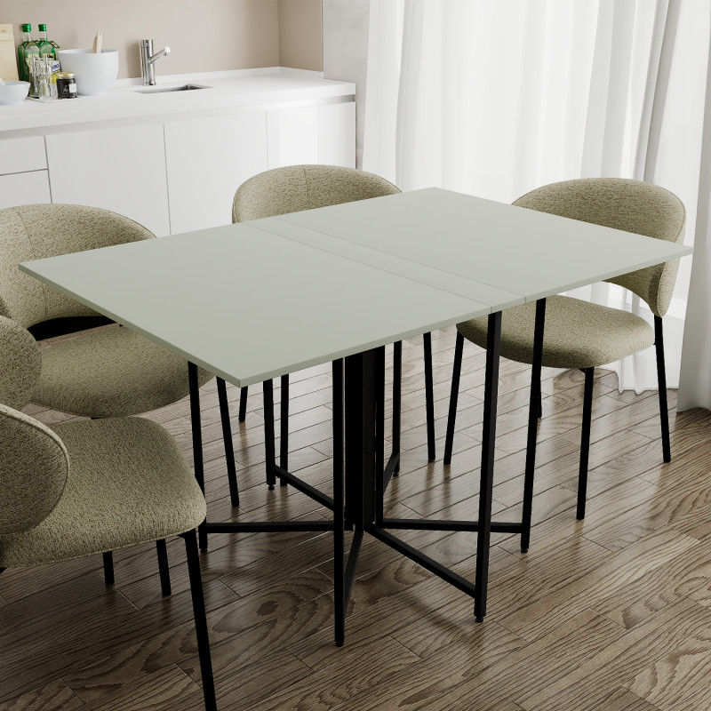 Розкладний стіл-трансформер книжка Моріс 3 Ferrum-decor 75x130x90 Чорний метал ДСП Кашемір 16 мм (FRD-107506)