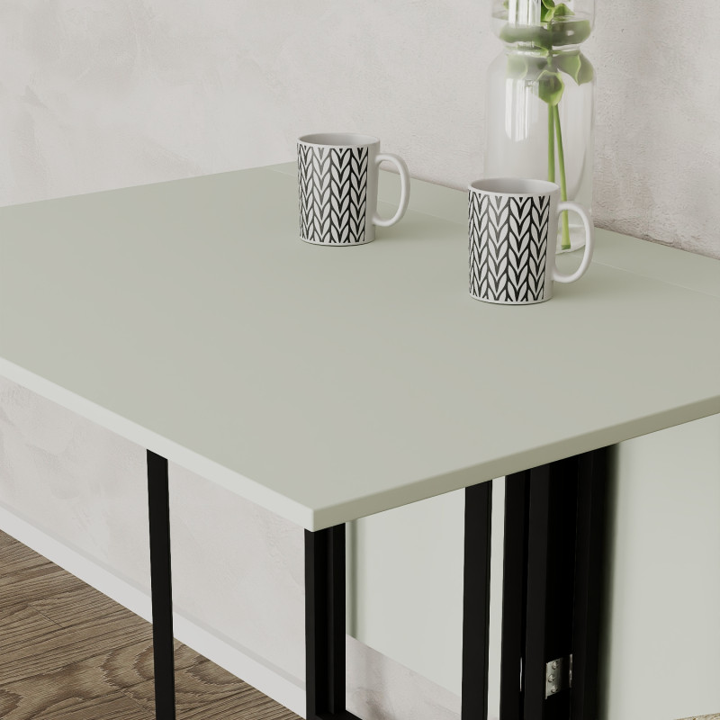 Розкладний стіл-трансформер книжка Моріс 3 Ferrum-decor 75x130x90 Чорний метал ДСП Кашемір 16 мм (FRD-107506)
