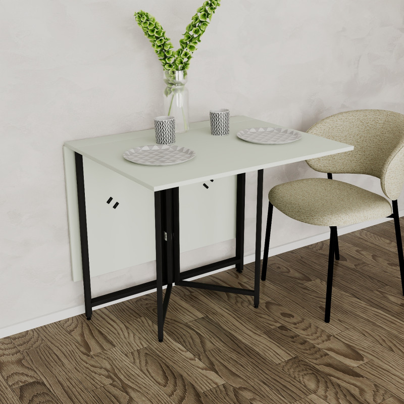 Розкладний стіл-трансформер книжка Моріс 3 Ferrum-decor 75x130x90 Чорний метал ДСП Кашемір 16 мм (FRD-107506)
